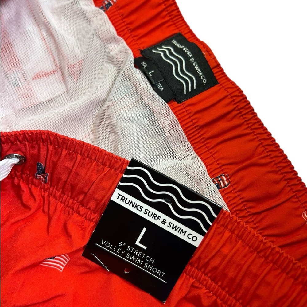 Trunks Surf & Swim Co. Patriotic Embroidered Regular Fit Swim Trunks Size L NWT - Picture 6 of 7